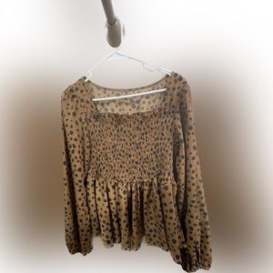 Shein rust and black Dalmatian print ruched top